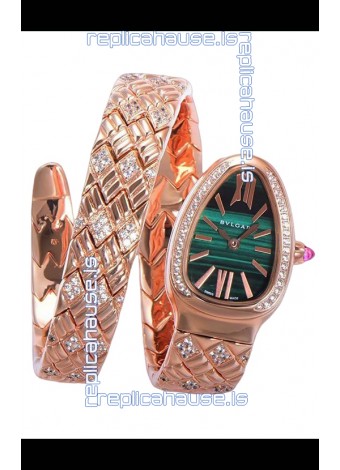 Bvlgari Serpenti Edition Rose Gold Casing Green Dial Watch in 1:1 Mirror Quality
