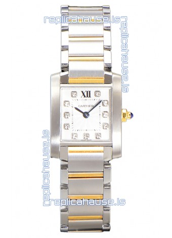 Cartier Tank Francaise Yellow Gold Two Tone Swiss Quartz Replica Watch 25.70MM