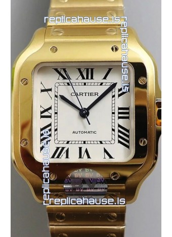 Santos De Cartier 1:1 Mirror Replica - 36MM Yellow Gold Swiss Movement Watch 