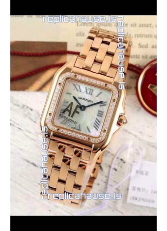 PANTHERE de Cartier Edition 27mm Pearl Dial 1:1 Mirror Swiss Watch Rose Gold Casing