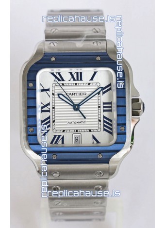Santos De Cartier 1:1 Blue DLC Bezel Swiss Replica Watch 40MM