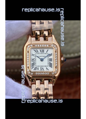 Cartier PANTHERE Edition 1:1 Mirror Swiss Watch Rose Gold White Dial - Diamonds Bezel