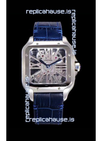 Cartier Santos DUMONT Skeleton Watch in Stainless Steel Swiss Watch 
