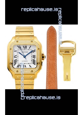 Cartier "Santos De Cartier" Mens XL 1:1 Mirror Replica Watch in Yellow Gold Casing