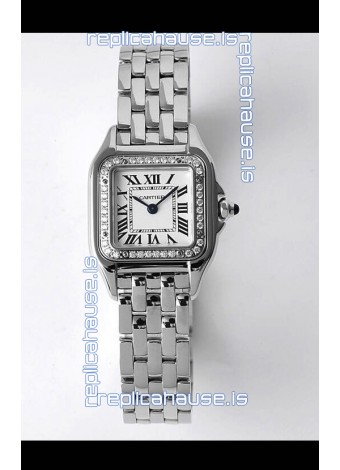Cartier PANTHERE Edition 22MM 1:1 Mirror Quality Swiss Replica Watch in White Dial - Diamonds Bezel