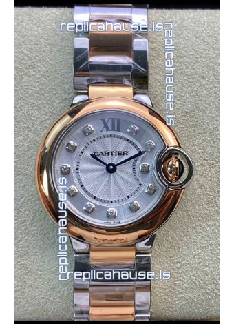 Ballon De Cartier Swiss Quartz 1:1 Mirror Quality 28MM in 2 Tone Rose Gold Casing