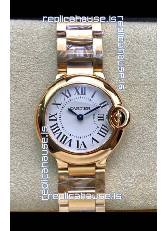 Ballon De Cartier Swiss Quartz 1:1 Mirror Quality 28MM in Rose Gold Casing