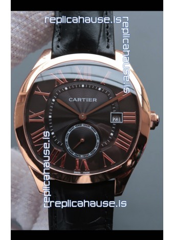 Drive De Cartier 1:1 Mirror Replica Watch in Rose Gold Plating - Brown Dial 