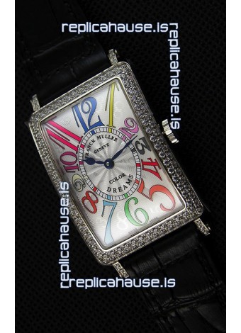 Franck Muller Long Island Color Dreams Ladies Swiss Replica Watch - Black Strap