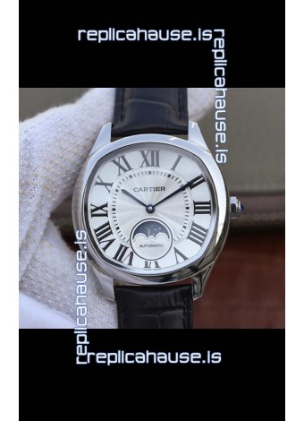 Drive De Cartier Moonphase Edition 1:1 Mirror Replica Watch in Stainless Steel - White Dial 