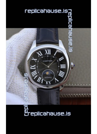 Drive De Cartier Moonphase Edition 1:1 Mirror Replica Watch in Stainless Steel - Brown Dial 