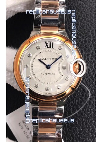 Ballon De Cartier Swiss Quartz 1:1 Mirror Quality 28MM in Two Tone Rose Gold Casing