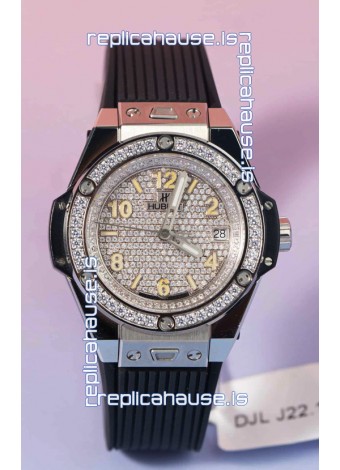 Hublot Big Bang One Click Mossanites Paved Dial Swiss Replica Watch