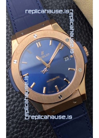 Hublot Classic Fusion 1:1 Mirror Replica Swiss Watch in 904L Steel Casing Blue Dial 42MM