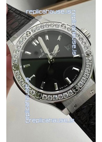 Hublot Classic Fusion Stainless Steel 33MM Black Dial Swiss Quartz Movement Watch 1:1 Mirror Quality