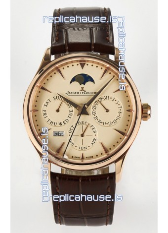 Jaeger LeCoultre Super Clone Master Ultra-Thin Perpetual Calendar Cream Dial Watch