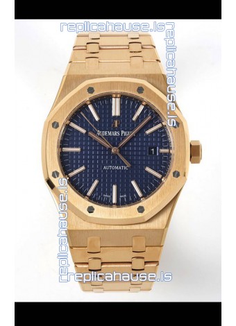 Audemars Piguet Royal Oak 15400 41MM Blue Dial 904L Rose Gold CALIBRE 3120 Movement 1:1 Mirror Replica
