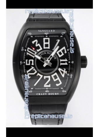 Franck Muller Vanguard Crazy Hours in DLC Coated Casing Swiss Replica Watch 