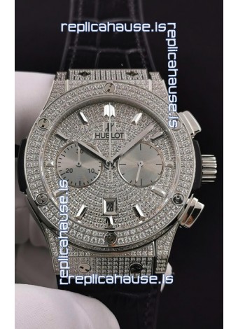 Hublot Classic Fusion Chronograph Steel Diamonds Dial and Casing 1:1 Mirror Replica Watch 