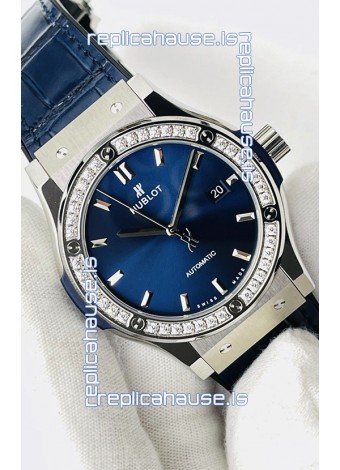 Hublot Classic Fusion Stainless Steel Blue Dial Swiss Replica Watch 1:1 Mirror Quality 