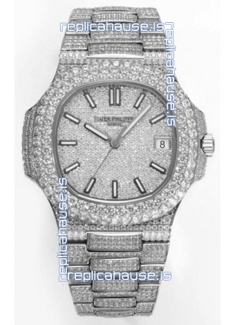 Patek Philippe Nautilus 5711/A Swiss Replica Watch 1:1 Mirror Replica in 904L Steel Diamonds Casing