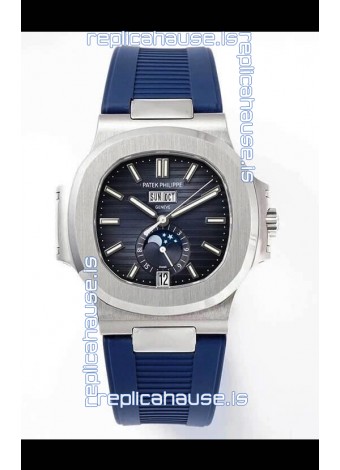 Patek Philippe Nautilus 5726A 1:1 Mirror Swiss Watch Blue Dial Rubber Strap