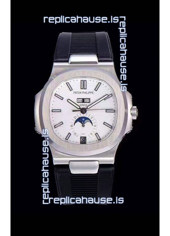Patek Philippe Nautilus 5726A 1:1 Mirror Swiss Watch White Dial Rubber Strap 