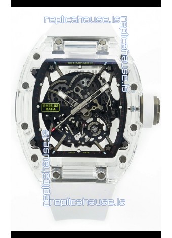 Richard Mille RM35-02 Rafael Nadal Transparent Sapphires Casing with Genuine Tourbillon Super Clone Watch