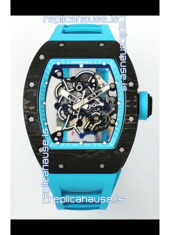 Richard Mille RM055 Black Carbon Casing Blue Rims 1:1 Superclone Genuine Tourbillon Watch 