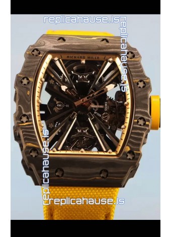 Richard Mille RM12-01 Carbon Fiber Case Genuine Tourbillon Movement 1:1 Mirror Replica Watch