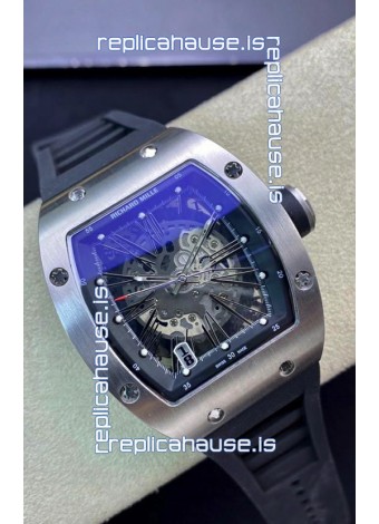 Richard Mille RM010 Stainless Steel Replica Watch in Black Strap - Roman Numerals