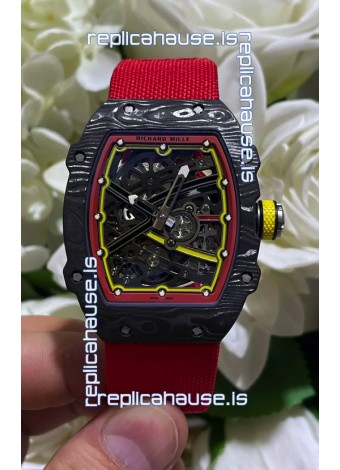 Richard Mille Super Clone RM67-02 Alexander Zverev Black Carbon TPT 37 Grams Watch Red Strap
