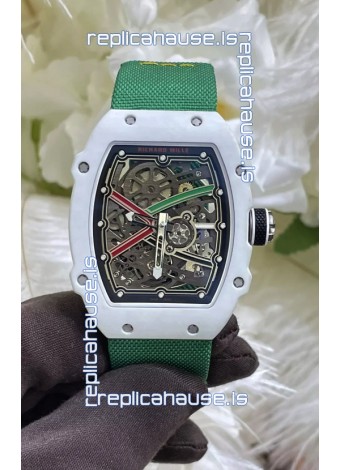 Richard Mille Super Clone RM67-02 White Quartz TPT 37 Grams Watch Green Strap