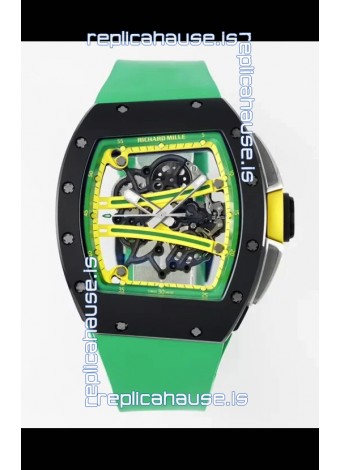 Richard Mille Super Clone RM61-01 Black Ceramic Green Strap Swiss Replica Watch