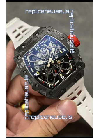 Richard Mille RM35-03 Rafael Nadal Edition Black Carbon Fiber Casing 1:1 Mirror Replica Watch in White Strap