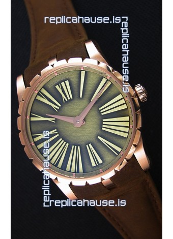 Roger Dubuis Excalibur Steel Case Green Dial Swiss Replica Watch