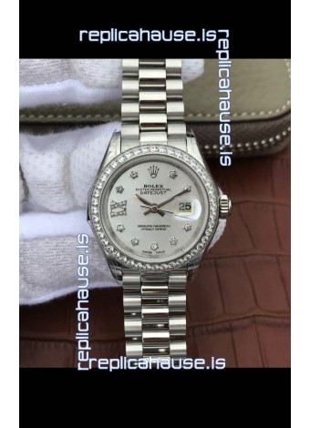 Rolex Datejust Ladies 28MM Cal.3135 Movement Swiss Replica in Grey Dial - 904L Steel Casing
