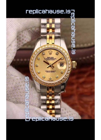 Rolex Datejust Ladies 28MM Cal.3135 Movement Swiss Replica in 904L Steel Yellow Gold 2 Tone Case