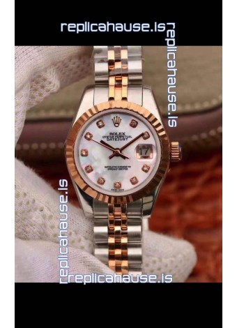 Rolex Datejust Ladies 28MM Cal.3135 Movement Swiss Replica in 904L Steel Rose Gold 2 Tone Case