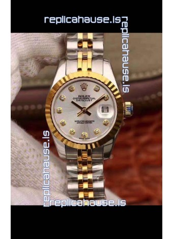 Rolex Datejust Ladies 28MM Cal.3135 Movement Swiss Replica in 904L Steel Yellow Gold 2 Tone Case