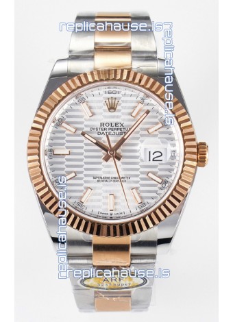 Rolex Super Clone Datejust ETA 3235 Movement 41MM Two Tone Rose Gold Plating Fluted Dial Watch