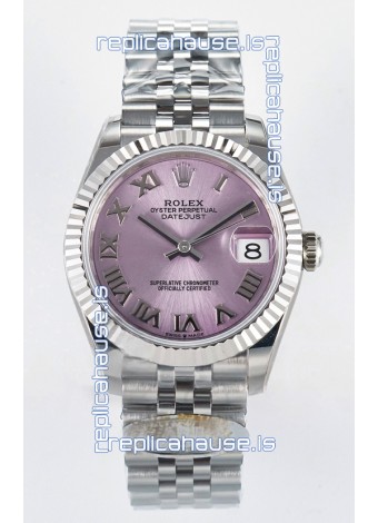 Rolex Super Clone Datejust ETA 2688 Movement 31MM Stainless Steel Pink Roman Dial Watch 