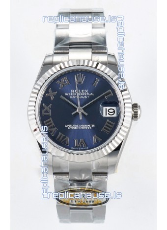 Rolex Super Clone Datejust ETA 2688 Movement 31MM Stainless Steel Blue Roman Dial Watch 