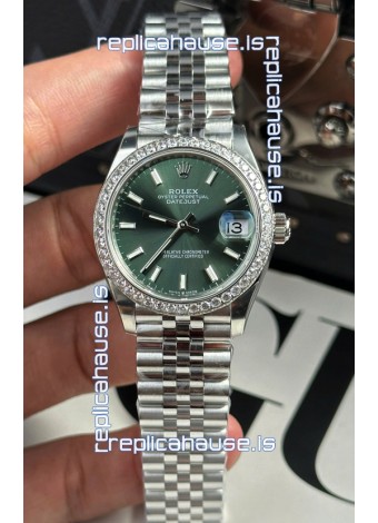Rolex Super Clone Datejust ETA 2688 Movement 31MM Stainless Steel Case Green Dial Watch