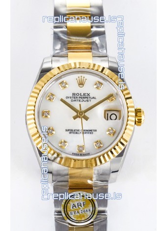 Rolex Super Clone Datejust ETA 2688 Movement 31MM Two Tone Yellow Gold Swiss Pearl Dial