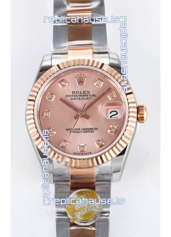 Rolex Super Clone Datejust ETA 2688 Movement 31MM Two Tone Rose Gold Casing and Dial 
