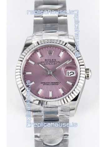 Rolex Super Clone Datejust ETA 2688 Movement 31MM Stainless Steel Pink Dial Watch 