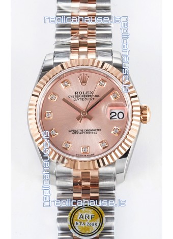 Rolex Super Clone Datejust ETA 2688 Movement 31MM Two Tone Rose Gold Swiss Champange Dial