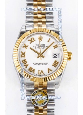 Rolex Super Clone Datejust ETA 2688 Movement 31MM Two Tone Yellow Gold Swiss White Dial
