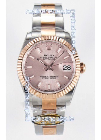 Rolex Super Clone Datejust ETA 2688 Movement 31MM Two Tone Rose Gold Swiss Champange Dial